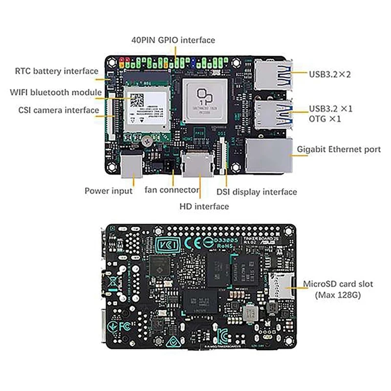 Para asus tinker board 2s placa de desenvolvimento rk3399 2g + 16g emmc baseado braço computador compatível para raspberry pi 3b forma kits