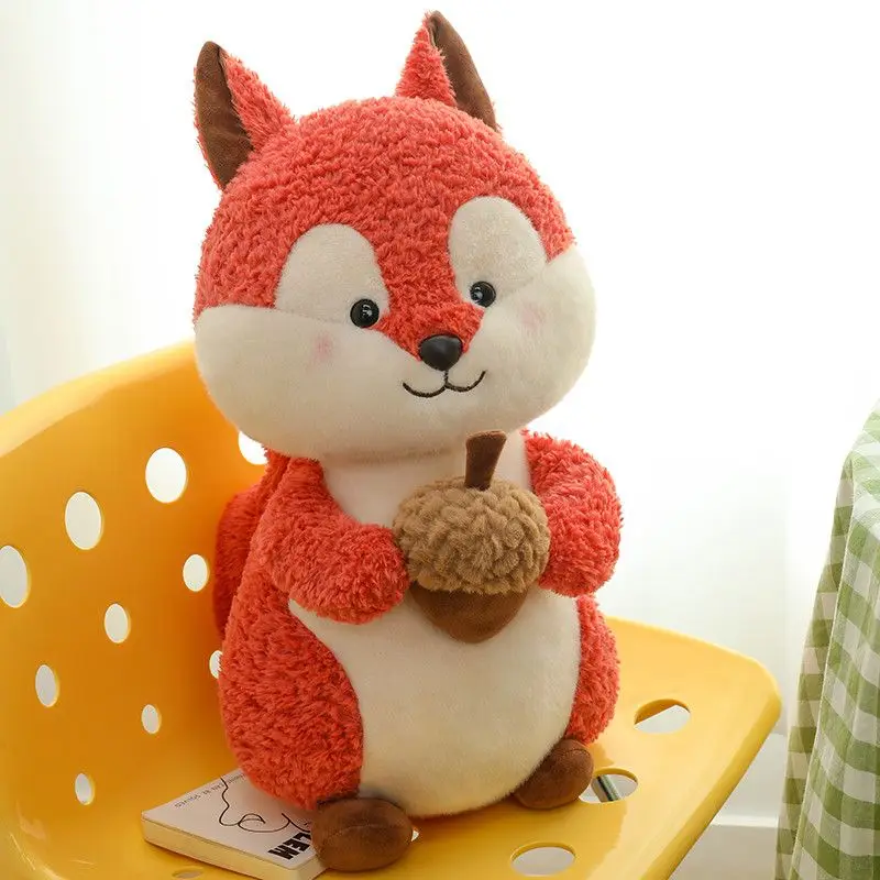 

25CM Cute Pinecone Squirrel Plush Toy Small Curly Fur Soft Children's Throw Pillow Squirrel Doll a Christmas Gift for Childrn