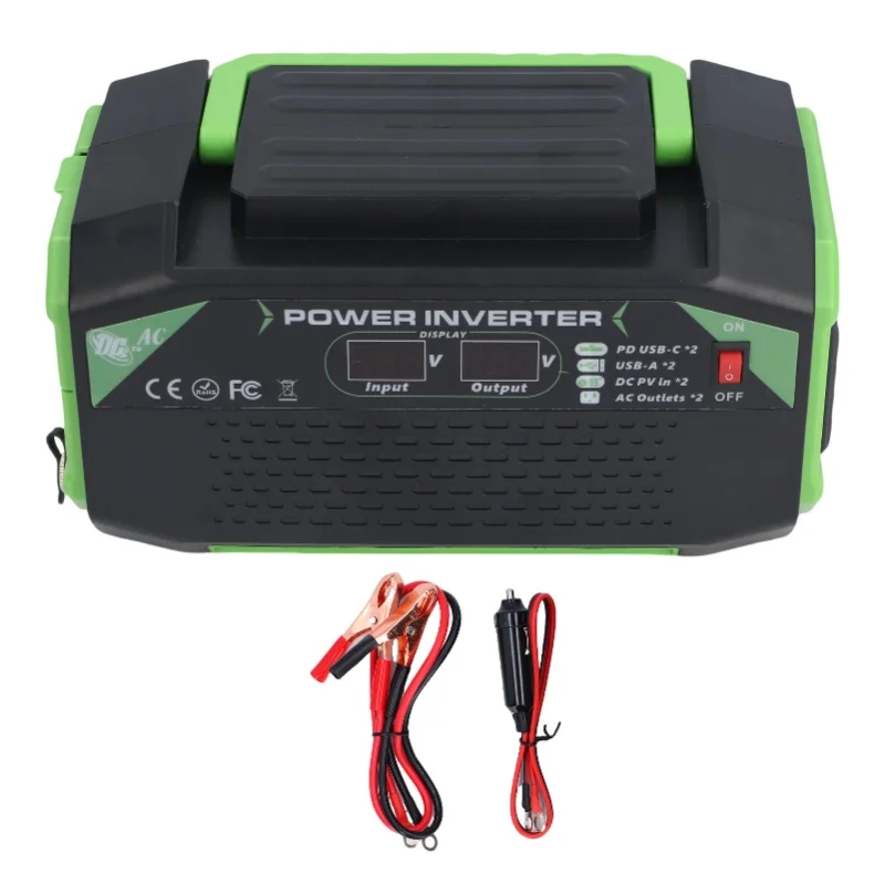 

300W Modified Sine Wave Inverter 12V To 220V Car Solar Inverter With Dual USB Universal Sockets LCD Display For Outdoor Camping