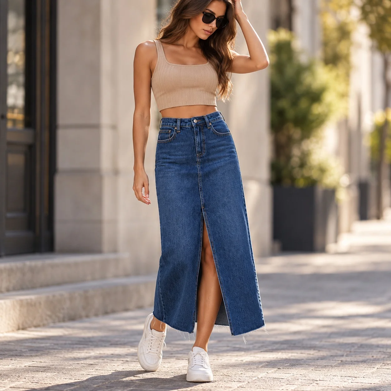 Fringe Washed Finish Skirt a Line Streetwear Women Skirt with Midi No Stretch Daily Party Autumn Travel Camping Dance Date