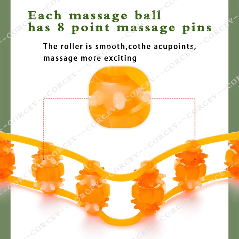 Hand-held Back Shoulder Neck Muscle Massager,Fitness Physiotherapy Massage Roller,Bead Pull-Back Roller Legs Back Waist Massage