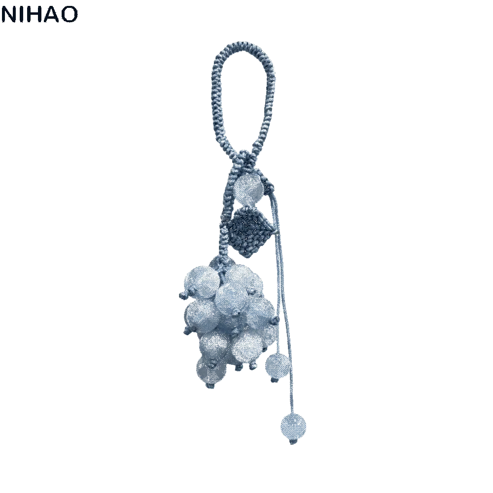 Elegant Grape Cluster Pendant Green Alloy Crystal Grape Phone Chain Polyester Flower Gradient Beads Woven Pendant Gifts