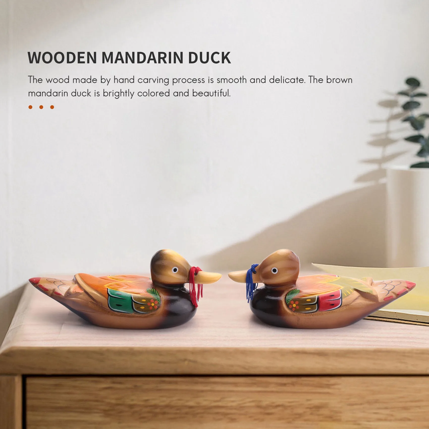 Cute Chinese Wooden Mandarin Duck and Duck Decorations Interior Bedroom Room Decoration, 2PCS