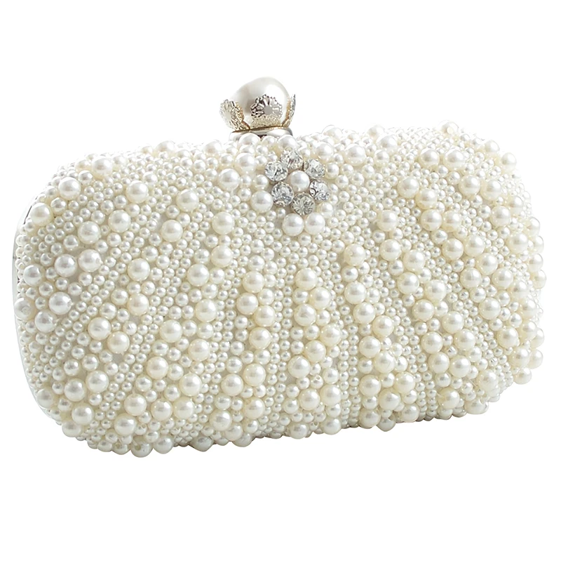 Kingluck Womens Faux Pearl Cascading Bead Rhinestone Evening Clutch Fashion Purse