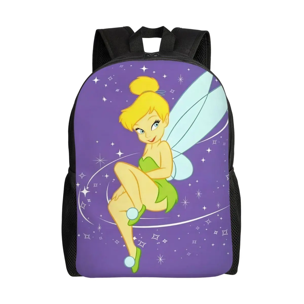 

Рюкзаки с синим узором Тинкербелл на заказ для женщин и мужчин, водонепроницаемая школьная сумка с комиксами для колледжа, сумка для книг с принтом