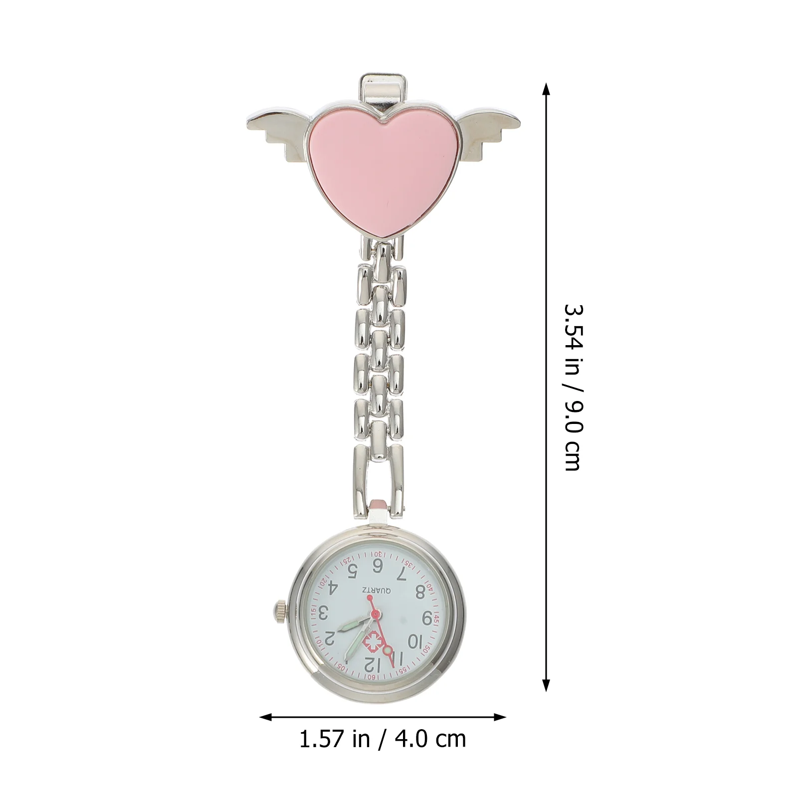 Reloj de bolsillo luminoso broche de enfermería colgante diseño de corazón médico rosa niñas brillante niño