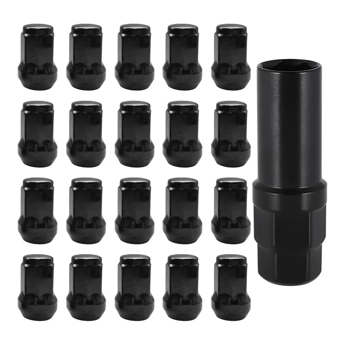 Car Wheel Lug Nuts,20PCS Chrome Aftermarket Closed End Duplex 6 Spline Lugnut with 1 Key,Fuel Rim Lug for Vehicle