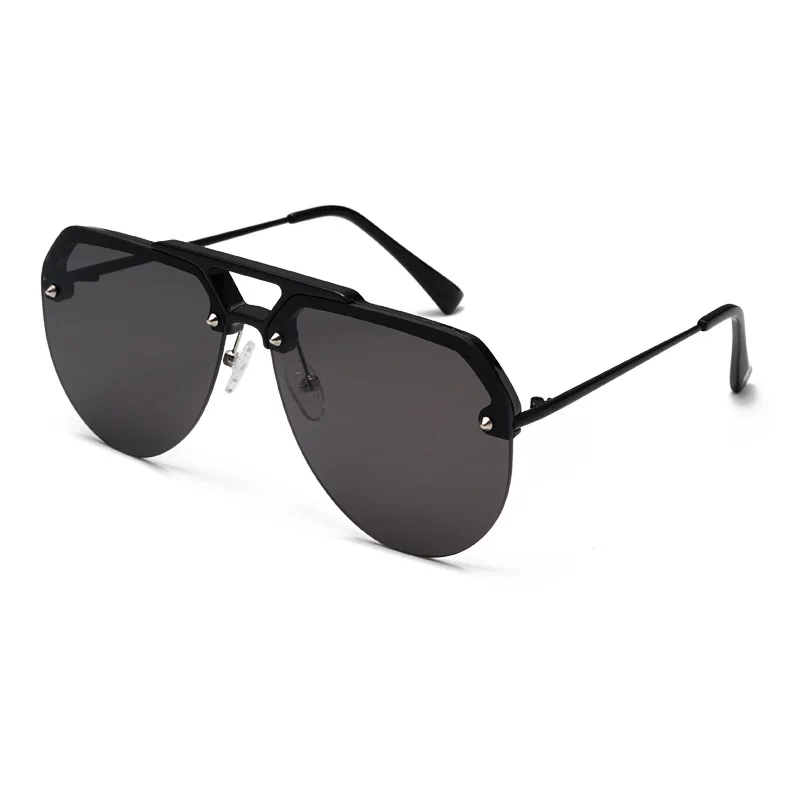 European and American trend and individuality half-frame sunglasses, hip-hop men and women's versatile aviator sunglasses