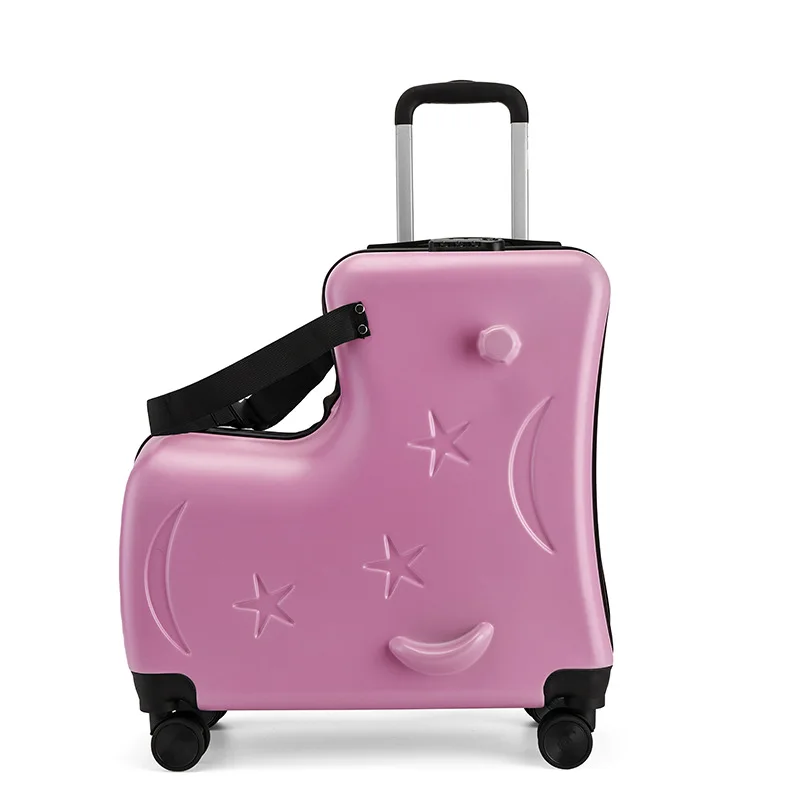 New Ride on Suitcase for Kids Large Capacity Wooden Horse Luggage with 360° Swivel Wheel 20/24 inch PC Small Suitcases Travel