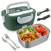 Multifunctional family car dual-purpose two-in-one stainless steel plug-in waterless heating electric lunch box