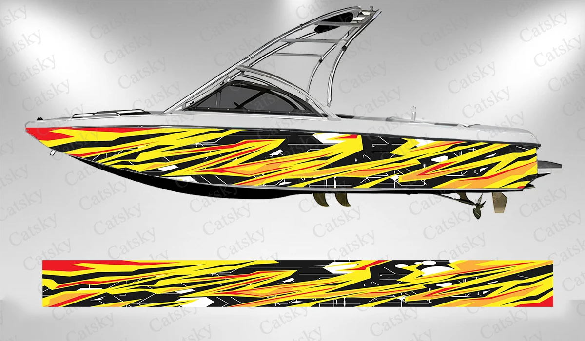 Colorful flame abstract stripes irregular Boat sticker vinyl boat pontoon deck boat fishing decorative pontoon boats decal