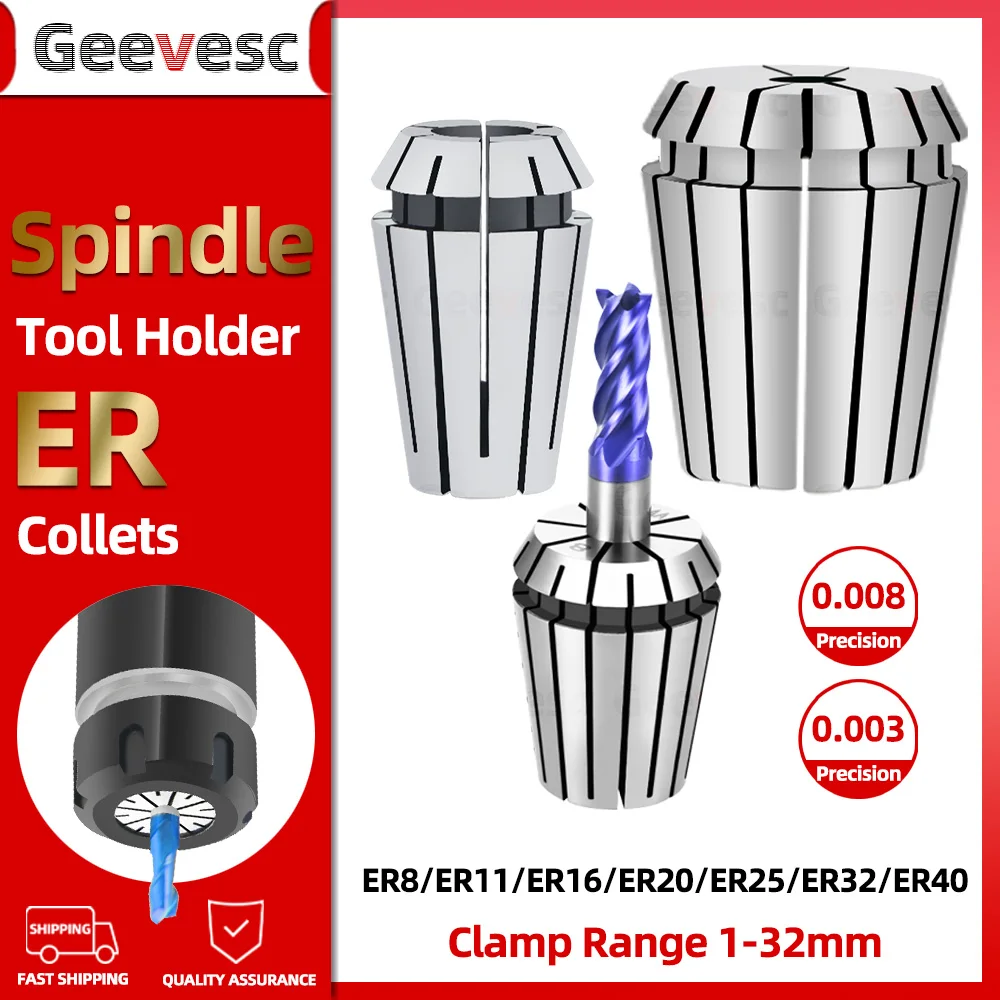 Fresagem Cnc Ferramenta Titular Máquina de Gravura Eixo Motor Primavera Pinça Chuck Precisão 0.008 mm Er8 Er11 Er16 Er20 Er25 Er32