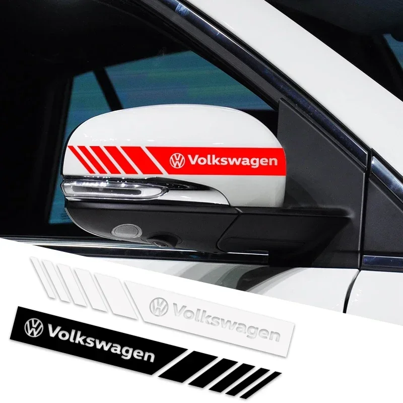 2PCS Car Rearview Mirror Stickers Vinyl Film Decals Styling For Volkswagen B7 B6 B5 Golf 4 5 6 Polo Passat CC Jetta Mk6 Tiguan