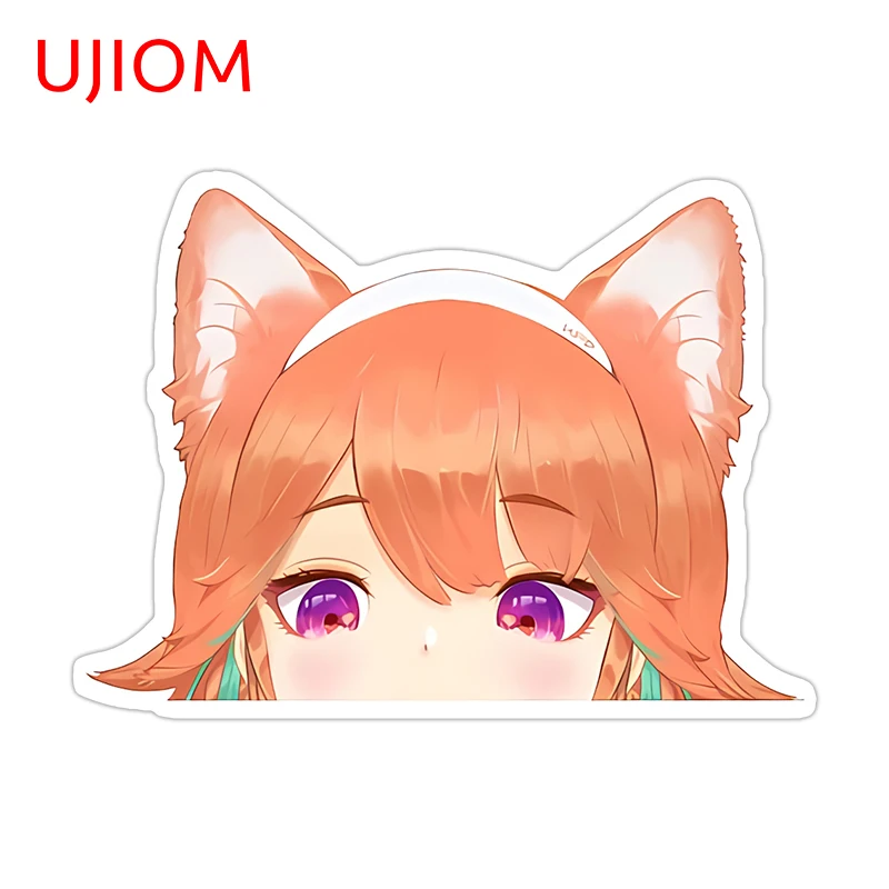 UJIOM For Hololive Takanashi Kiara Cat Ears Peeker Sexy Wall Sticker Kawaii Refrigerator Decal Scratch Proof Bathroom Decor
