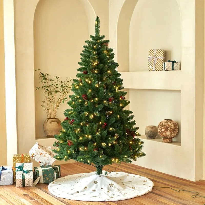 Encrypted Christmas Tree with Red Fruit Pine Needle Luxury PE Mixed Automatic Bare Cone High Quality Eco-friendly Durable Home