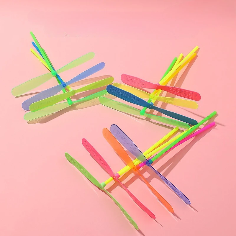 Juguetes nostálgicos clásicos tradicionales al aire libre para niños, hélice voladora de empuje manual de plástico no luminosa, juguete para regalo para niños