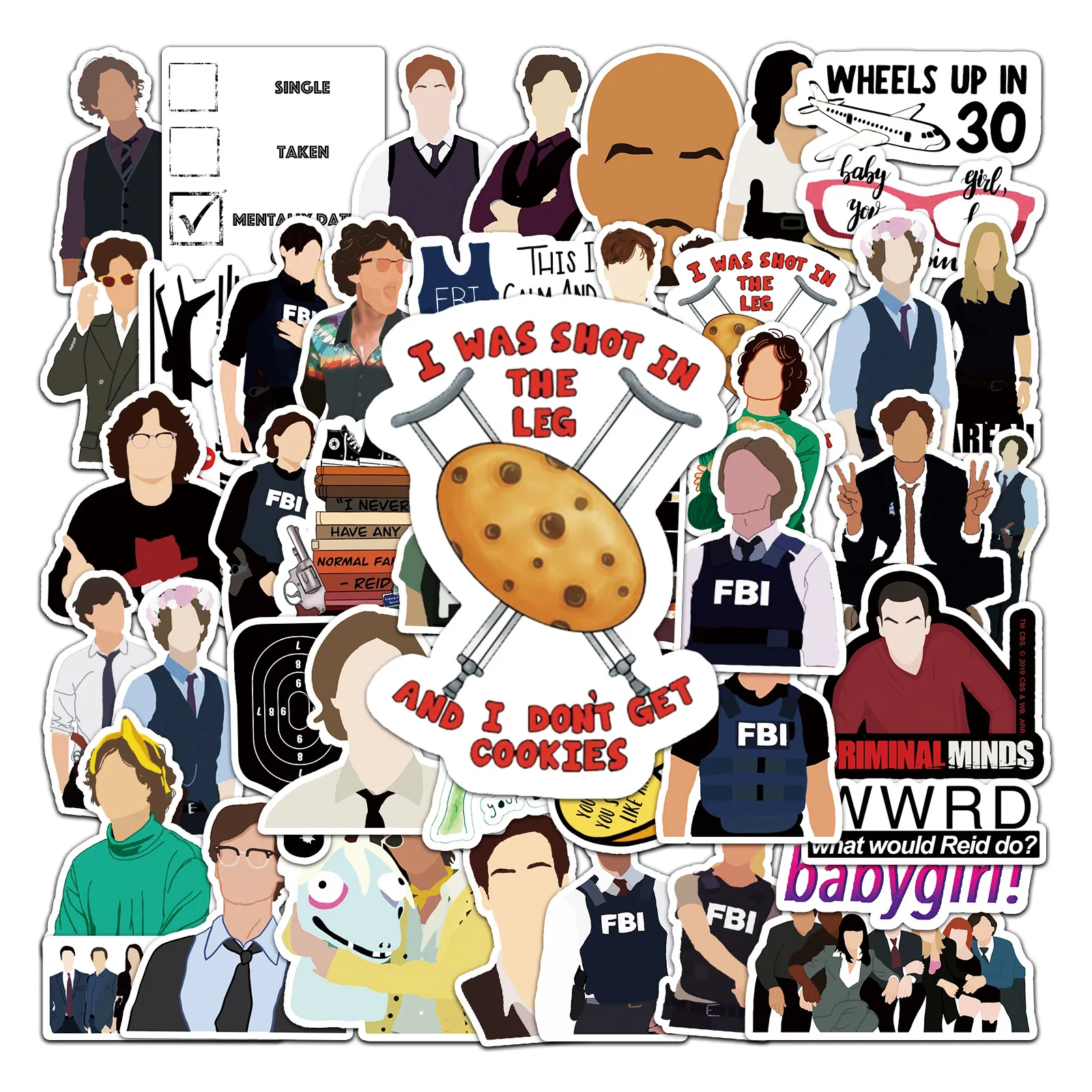 50Pcs Criminal Minds Stickers for Laptops, Phones, Skateboards, Luggage,Assorted Funny for Gifts, Party Favors.