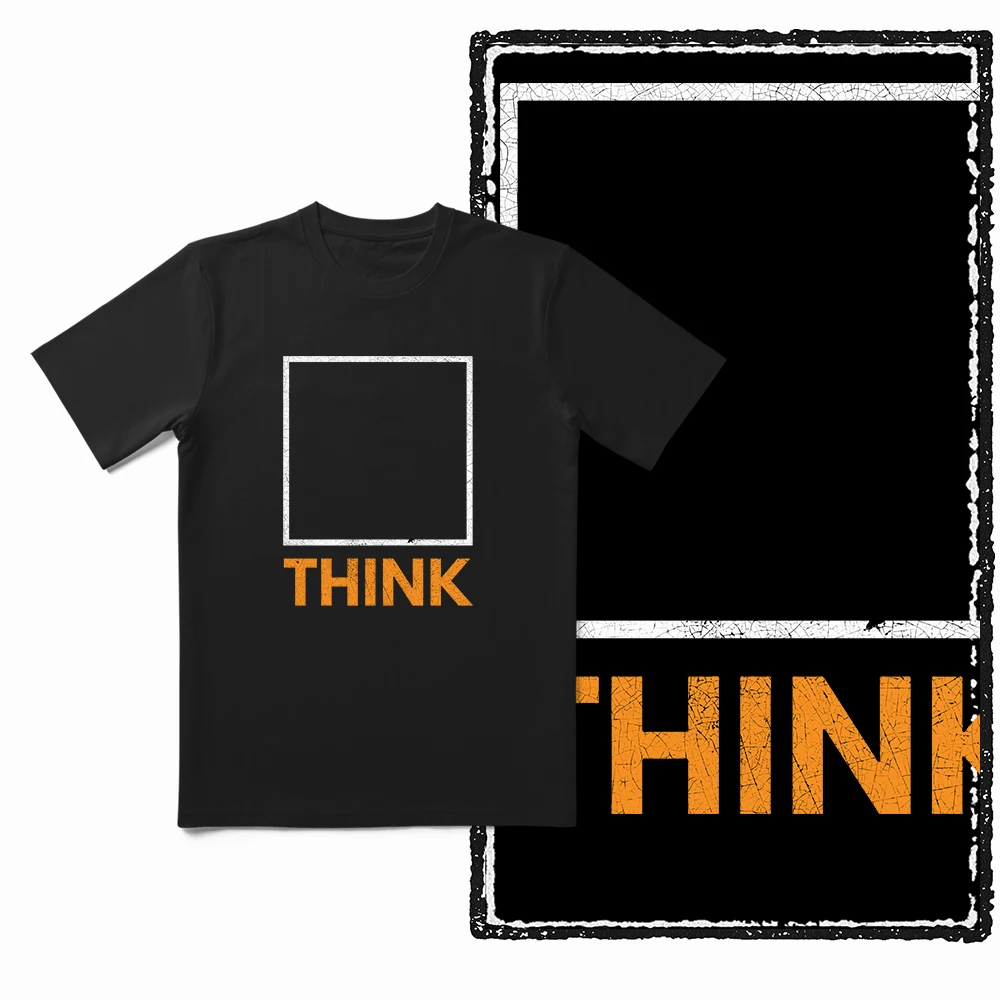 Coolmind ZB1 THINK OUT OF THE BOX Big Size Cotton Exclusive Graphic Men T Shirt for Men BLACK Men's Novelty Tee Shirt