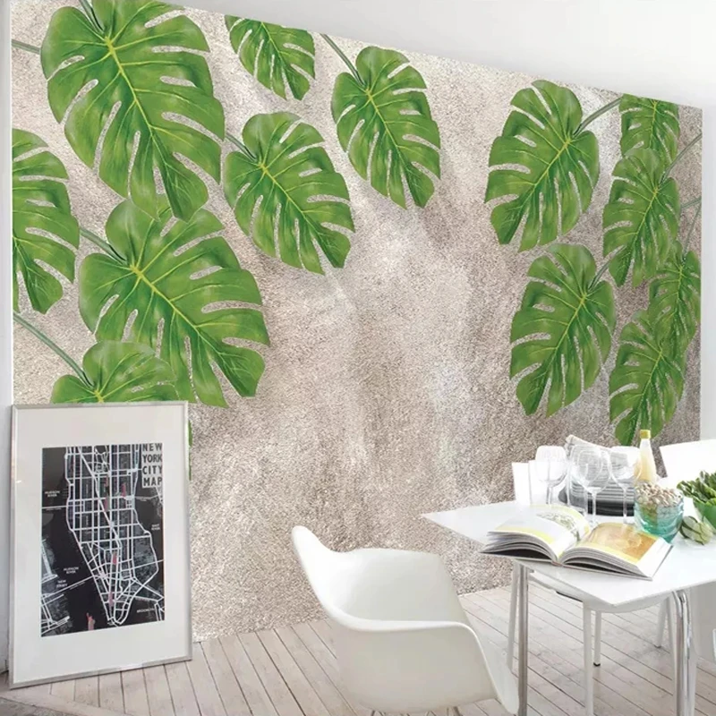 papel-de-parede-fotografico-personalizado-3d-folha-verde-decoracao-para-casa-moderno-simples-sala-de-estar-tv-fundo-quarto-restaurante
