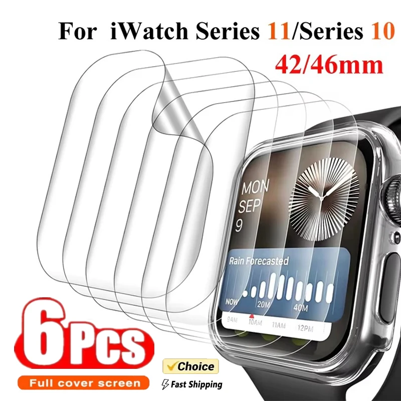 

6 шт. гидрогелевая пленка с дуговой кромкой для Apple Watch 11 10 9 8 7 6 5 4 Ultra 46 мм 42 мм 49 мм 45 мм 41 мм 40 мм 44 мм Защитная пленка для экрана