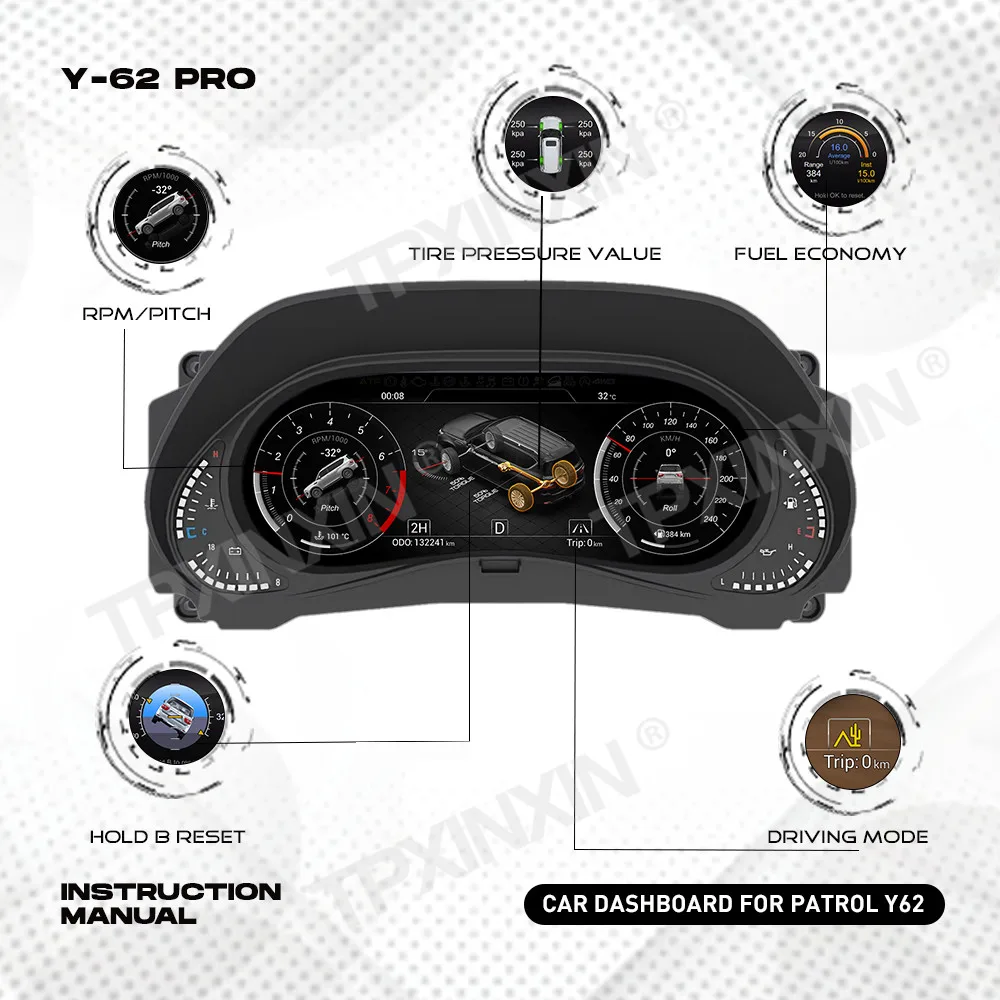 For Nissan Patrol Y62 Amand 2010~2021 Car Digital Cluster Instrument Carplay Dashboard Panel Virtual Cockpit Speed Meter Display