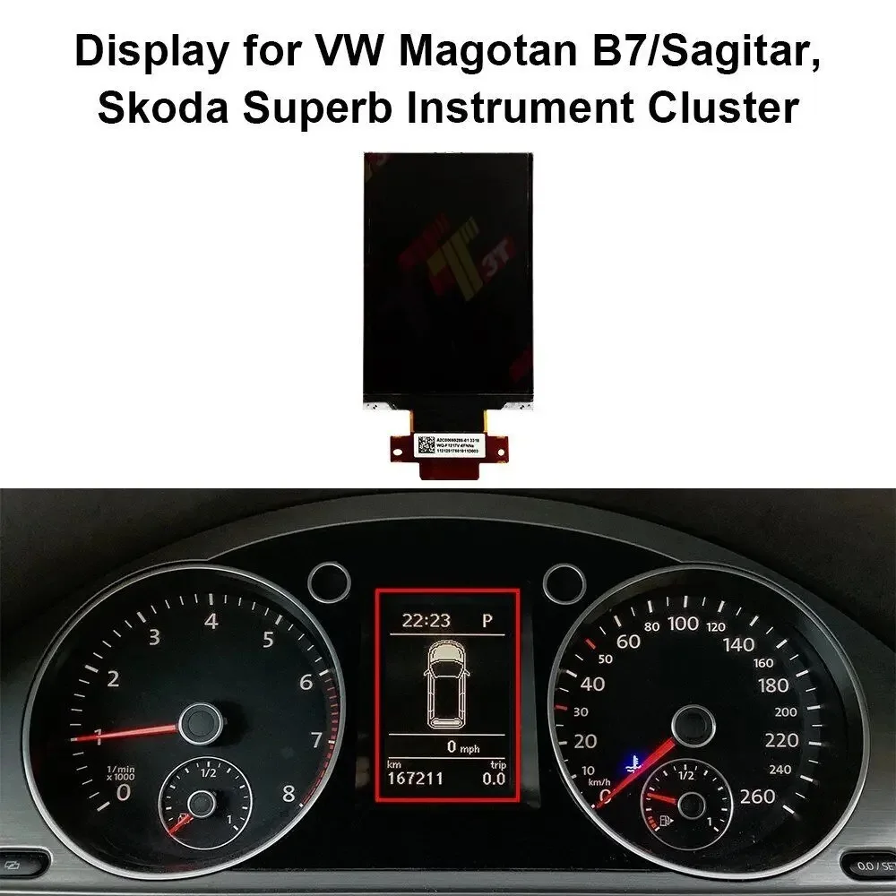 Dashboard LCD Display for VW Magotan B7/Sagitar, Skoda Superb VDO Instrument WQ-F1217V