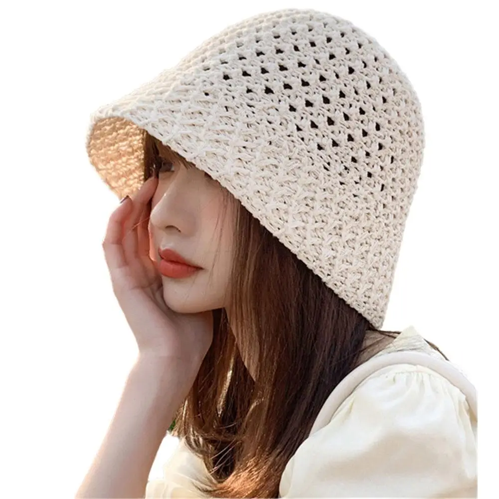 Girls Sun Hat Wide Brim Floppy Summer Hats For Women Beach Panama Straw Dome Weave Bucket Hat Femme Shade Hat Women Hats