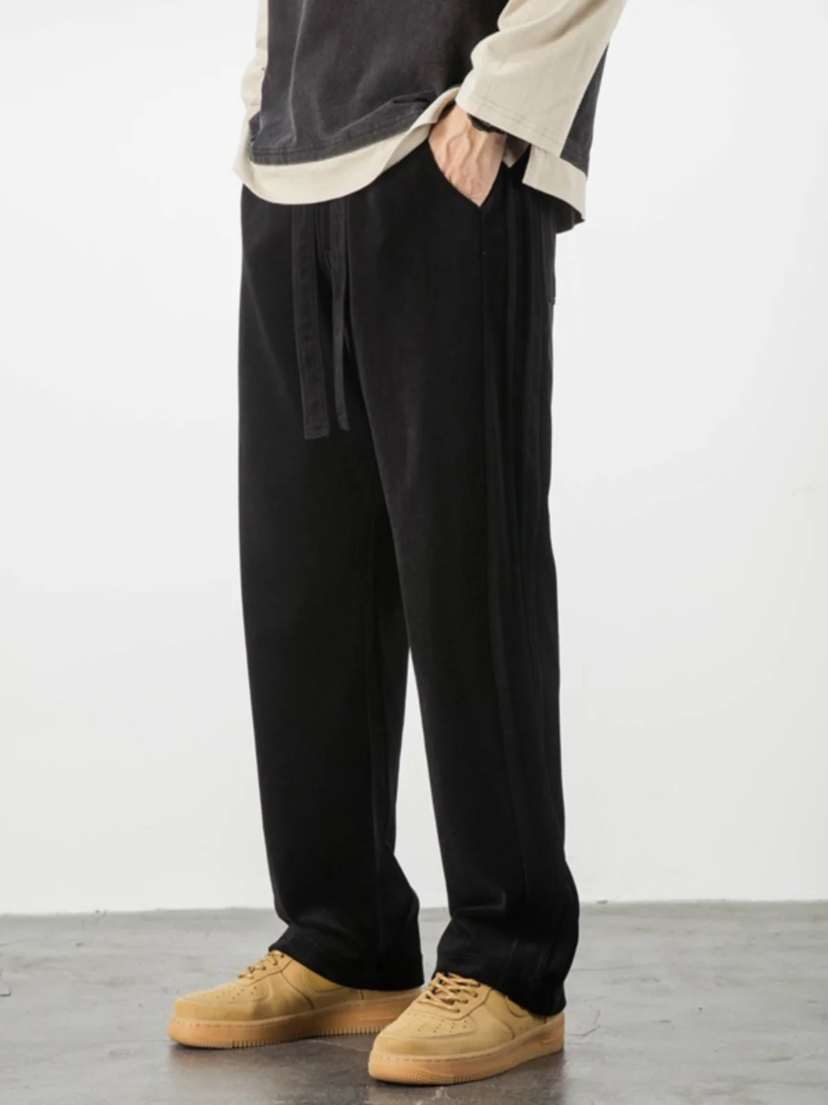 

Свободные прямые мужские спортивные штаны Bla, осень-зима, повседневные брюки больших размеров, удобные драпированные брюки с эластичной резинкой на талии