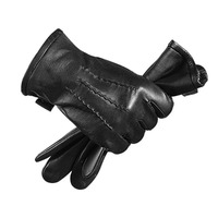 Autumn and Winter Genuine  Gloves for Men Warm Plush Thick Windproof and Waterproof Touch Screen Cycling and Driving Sheepskin