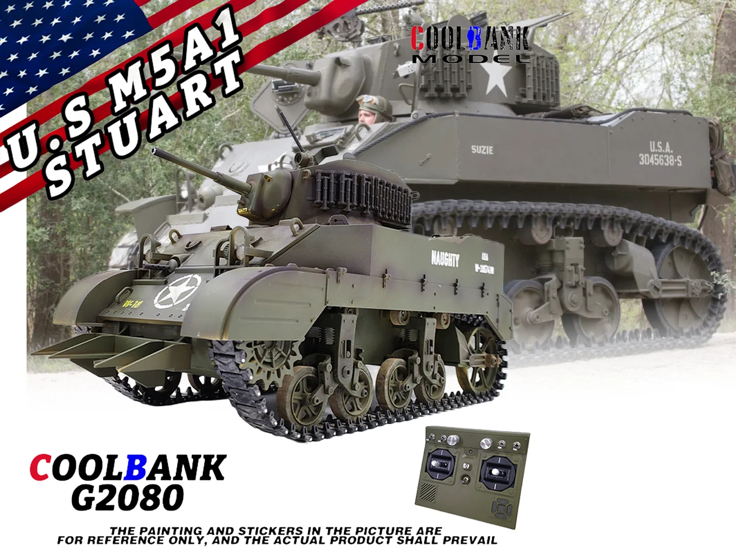 1:16 Coolbank/Td Rc Tank USA Stuart Tank M5A1 light Tank Remote Control Ifv Simulation Battle Tank Electric Toy Gifts