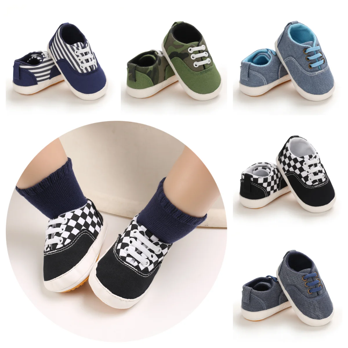 

VALEN SINA Baby Shoes Baby Boy Girl Shoes Classic Canvas Rubber Sole Anti-slip Toddler First Walkers Infant Girl Shoes Moccasins