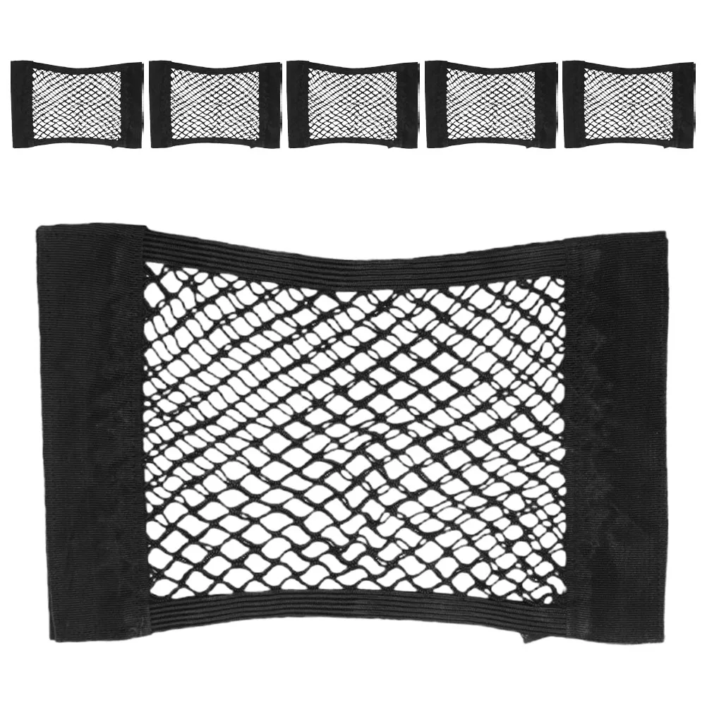 

6 Pcs Trunk Storage Bag Bungee Pocket Organizer Mesh Pouch Snack Large Capacity Dual Layer Universal Fit Multiscene Use Car