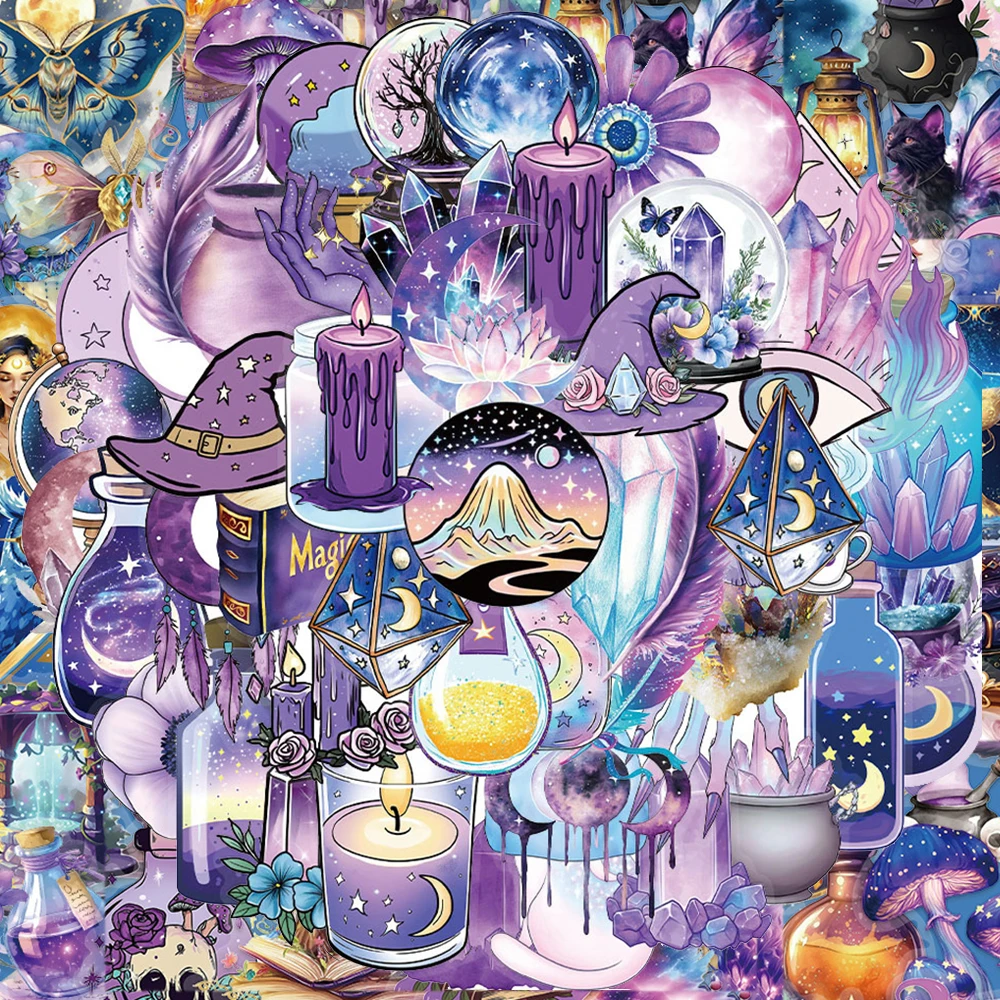 50/100 stücke Kawaii Transparent Magie Cartoon Aufkleber Gothic Hexe Ästhetischen Aufkleber Spielzeug Kinder Dekoration Scrapbooking Liefert