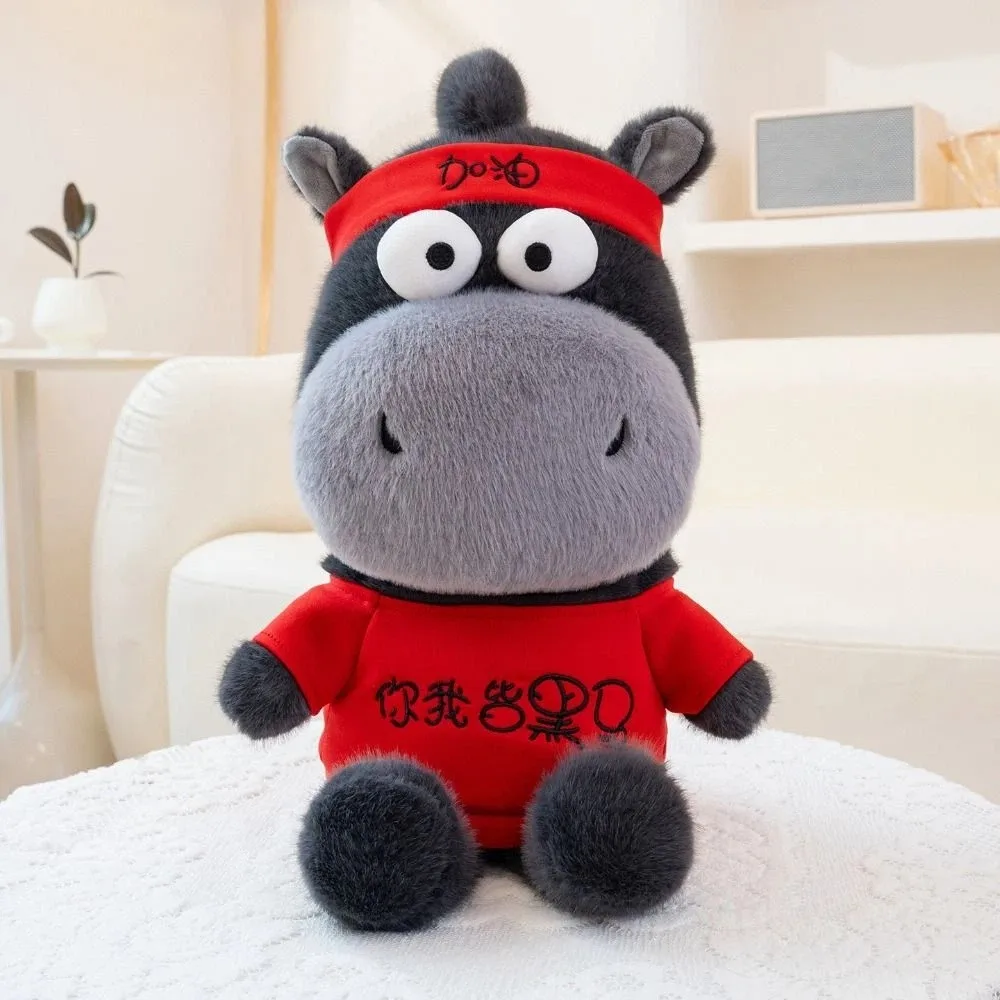 

Mascot Dolls Black Horse Plush Toy Cute Good Luck Lucky Horse Plush Toys Fluffy Creative Zodiac Pony Figurine Birthday Gift