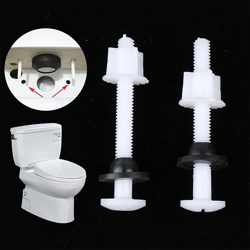 2 Pcs Plastic Toilet Seat Hinge Repair Bolts + Fitting Screws +Washers Kit For Home Bathroom Accessories