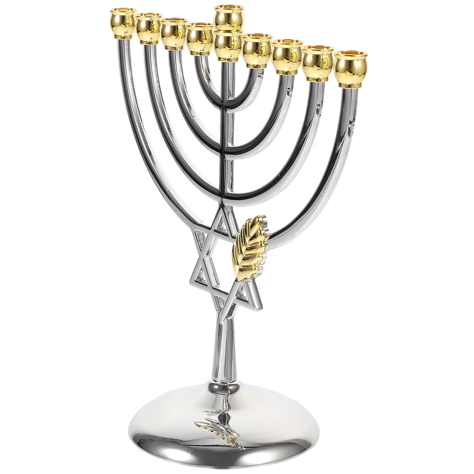 Nine-headed Candlestick Base Hanukkah 9 Branch Tealight Stand Holder Statue Decoration Party Ornament Beeswax Home