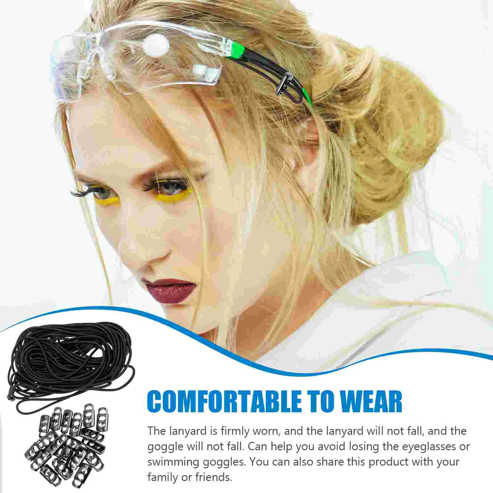 10 Sets Lanyard Drawstring Goggle Rope Swimming Goggles Bungee Straps Metal Rubber Eyeglasses for