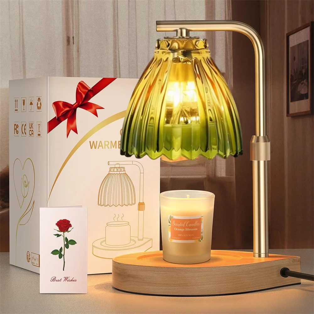 Candle Warmer Lamp Electric Timer - Candles Warming Light Height Adjustable Dimmable Warmers for Home Living Bedroom