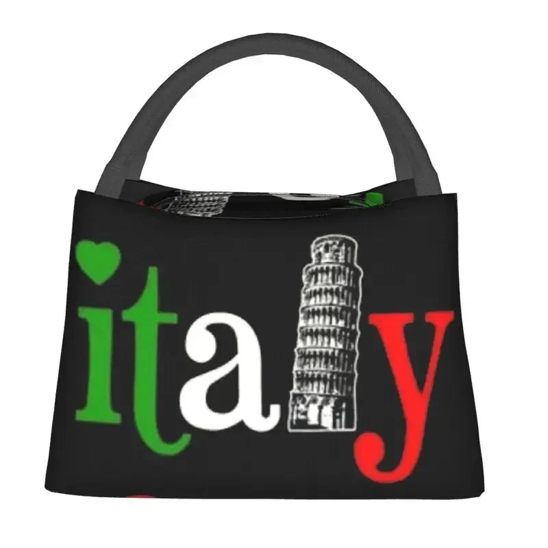 Italian Italy Flag Portable Lunch Boxes Leaning Tower Cooler Thermal Food Insulated Lunch Bag Travel Work Pinic Container