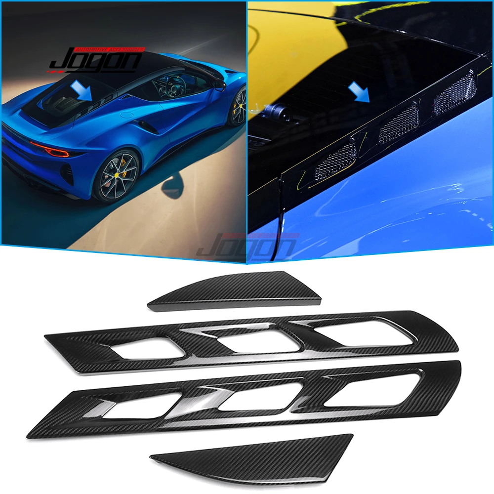 For Lotus Emira 2022 2023 Car Exterior Rear Window Frame Panel Engine Bay Hood Vent Cover Trim Real Carbon Fiber Accessories