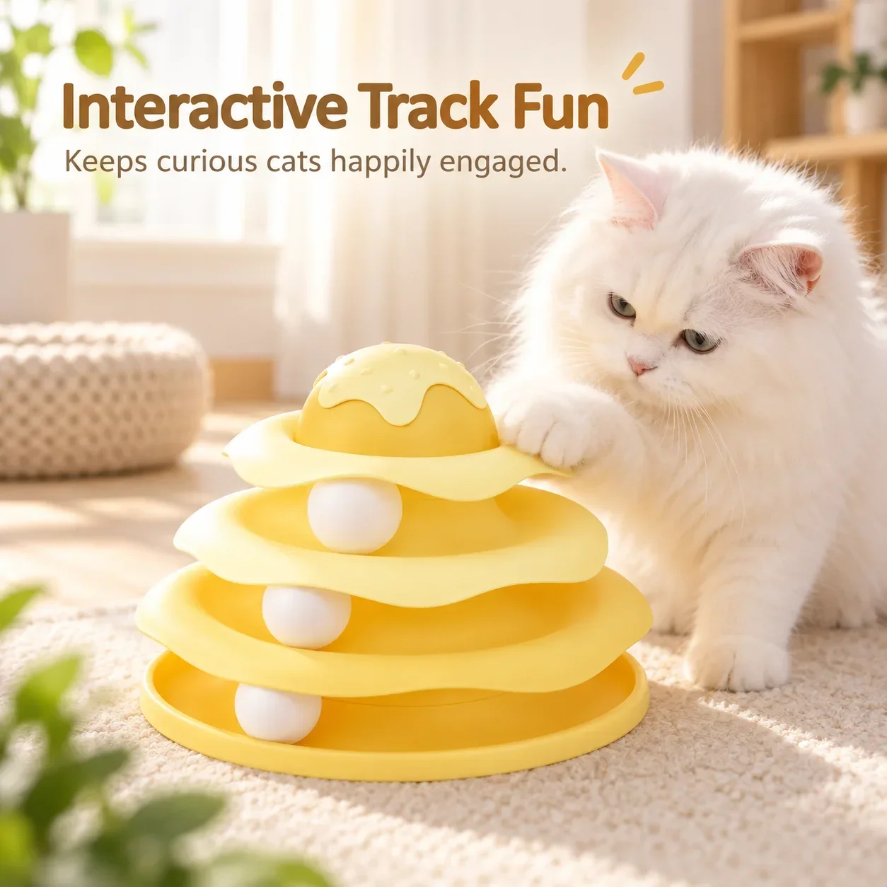 Cat Turntable Toy Set for Home, Interactive Teasing Tunnel and Sports Stick, Focus Training Toy for Cats