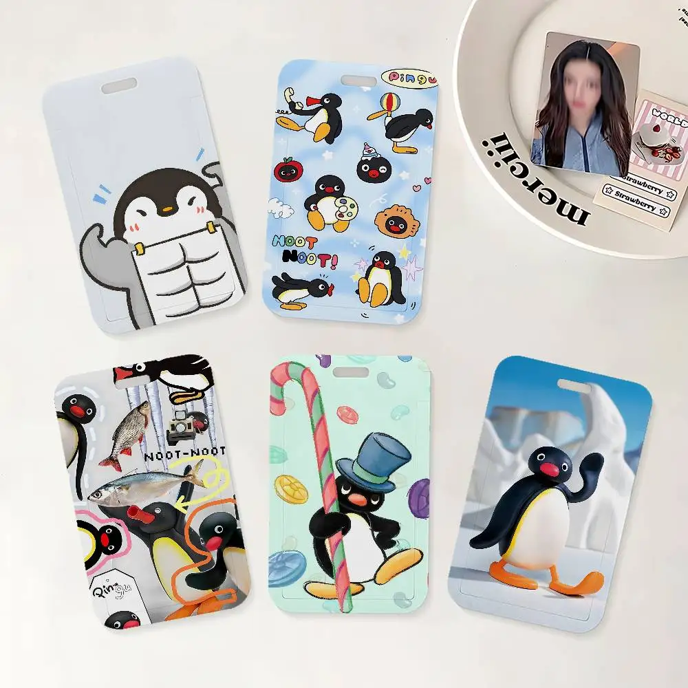 Cartoon P-Penguin P-Pingu Ausweishalter mit Umhängeband für Büro, Schule, Namenskarte, Ausweishülle
