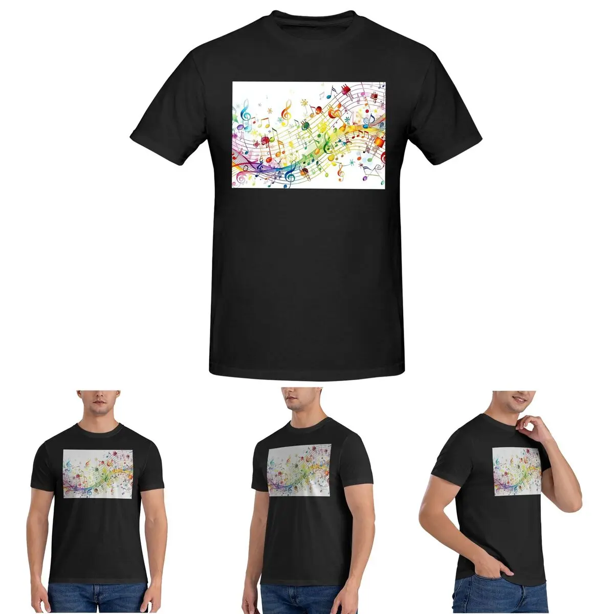 

Abstract Piano Keys With Musical Notes T-Shirt for Men Cotton Plus Size T Shirts Men's Tees Short Round Neck Clothes Tops S-6XL