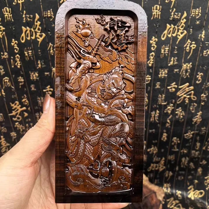 Wang Lingguan,Five Thunder Order Token wooden double-sided exquisite carving dao cultural item