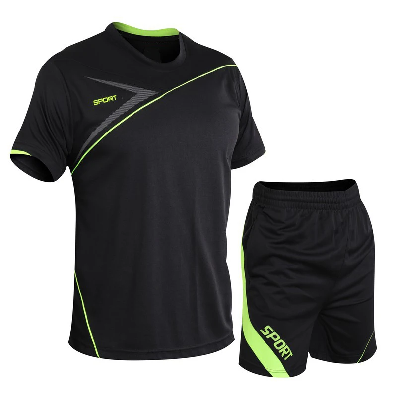 2025 new summer men's quick drying short sleeved suit for fitness, running, sweat absorption, round neck T-shirt for training an