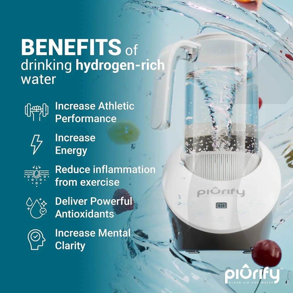 Rich Hydrogen Water Generator Electrolysis Jug BPA Free,SPEand PEM Technology.Balanced Water PH Levels,Filtered,Calcium Sulfite.