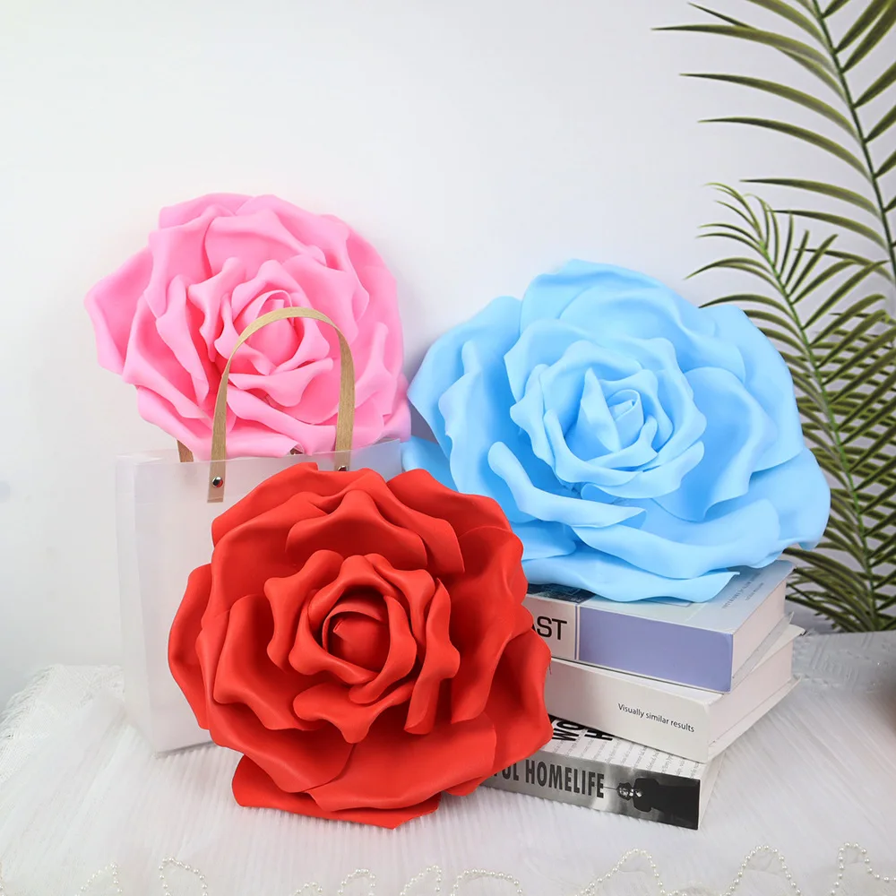 Fake PE Flat Rose Artificial Flower Curl Petal Flores For Wedding Backdrop Decoration Wreath Party Decor Flower Wall Supplies