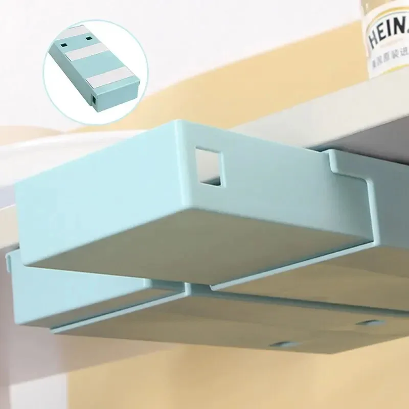 Office Desk Storage Drawer Self-Adhesive Pencil Drawer Blue Storage Box Drawer Box Glove Box Office Accessories