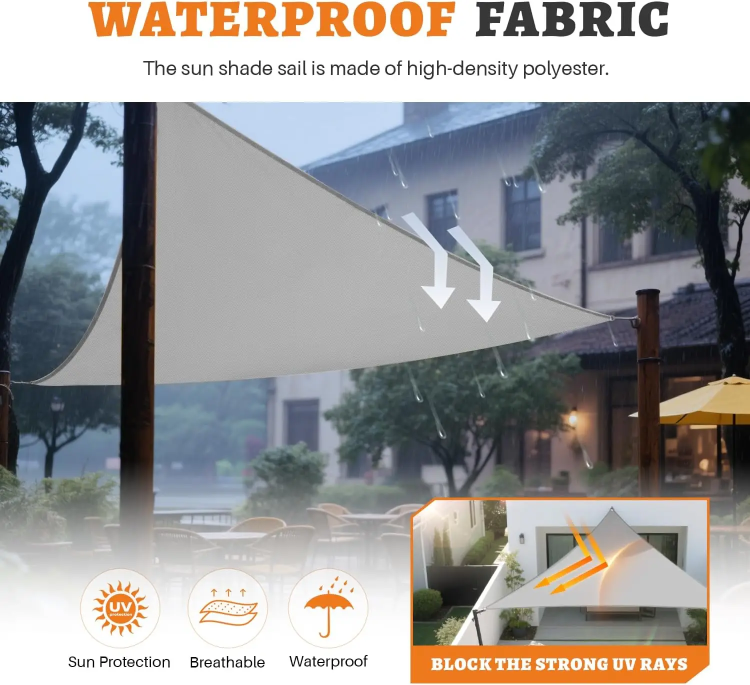 Rectangular Sunshade Sail 4x2/3/5/6M Waterproof 98% UV Block Sun Shelter for Outdoor Garden Patio Party Sunscreen Awning Canopy