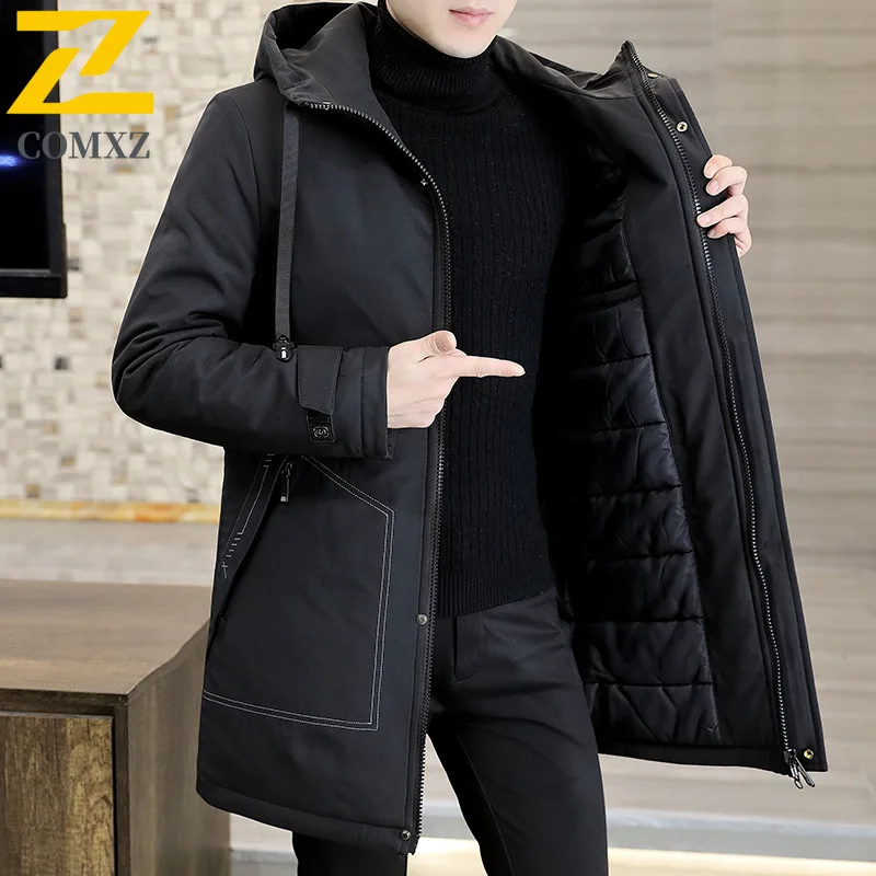 

COMXZ Men Hooded Padding Coat Solid Color Coldproof Windproof Lightweight Outdoor Travel Padded Jacket Streetwear Bread Jacket